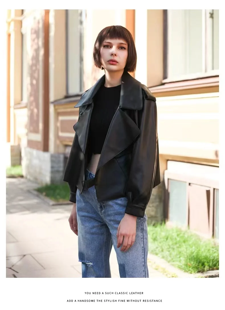 2023 New Fashion Women Autumn Winter Motorcycle Faux Leather Jackets Lady Long Sleeve Biker White PU Punk Streetwear Black Coats
