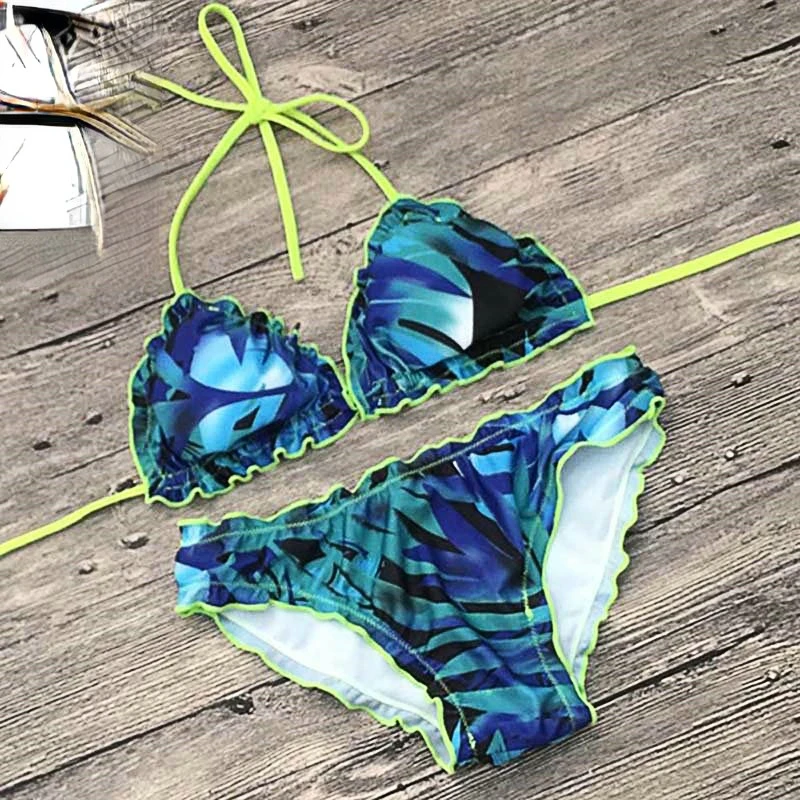 

Bikini Short Sexy Big Breast Swimwear Women Swimsuit Halter Top Padded Brazilian Bikini plage Monokini Bathing Suits Female