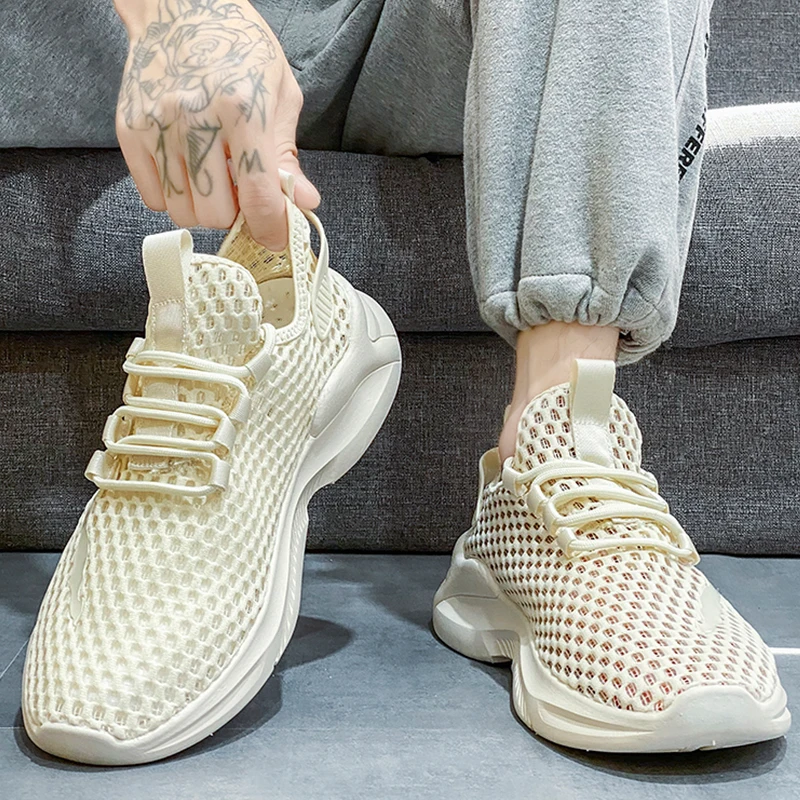 Breathable Men's Running Shoes Lightweight Male Sports Shoes Summer Flexible Men Walking Shoes Anti-slip Lace-up Sneakers 2023