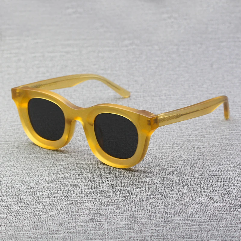 Evove Yellow Polarized Sunglasses Men Women Vintage Fashion Sun Glasses Male Orange Acetate Frame