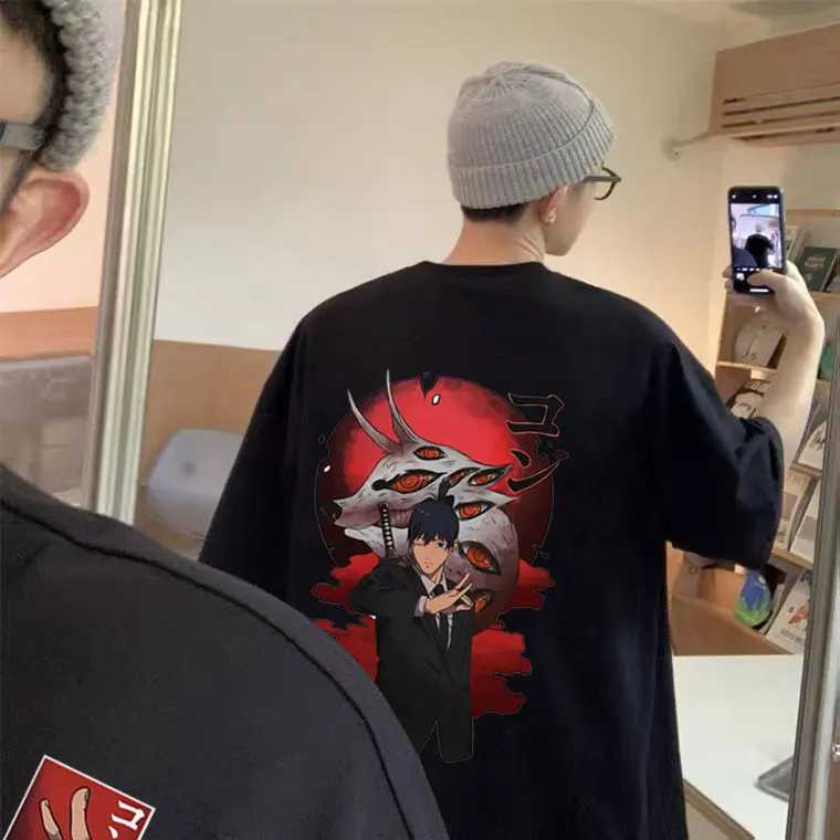 

Anime Chainsaw Man Hayakawa Aki Fox Devil Kon T-shirt Men's Cotton Tshirt Men Women Casual Loose Tees Japanese Manga Streetwear