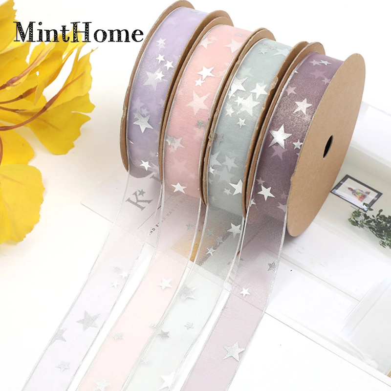 

Праздничная лента со звездами, Цветочная оберточная бумага, Подарочная коробка, искусственная лента для галстука-бабочки, много праздничных лент для украшения