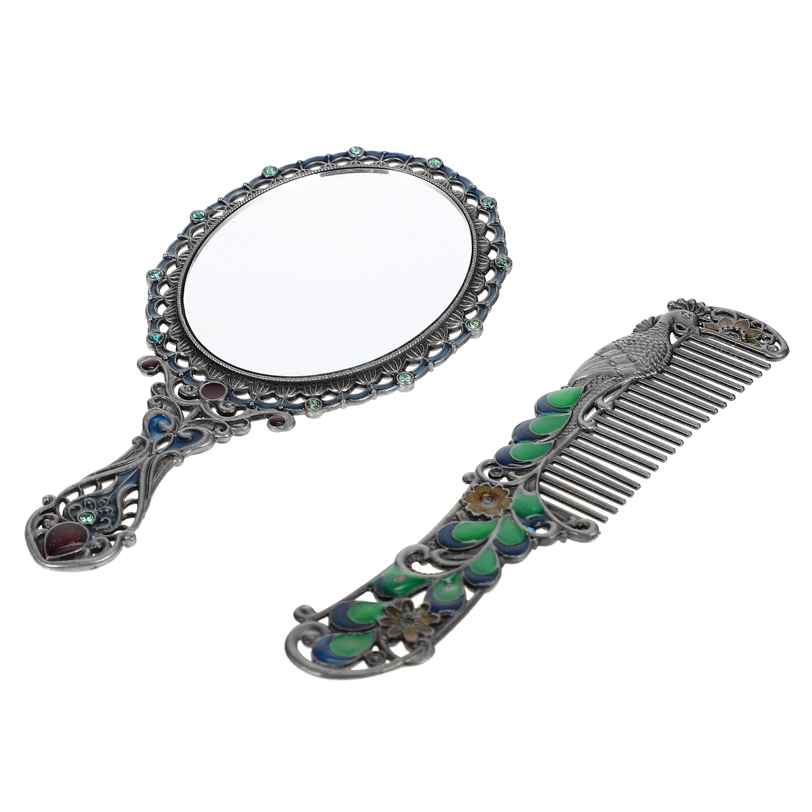 

Mirror Handle Smoothing Hair Brush Delicate Makeup Adorable Decorative Zinc Alloy Convenient Miss Pocket