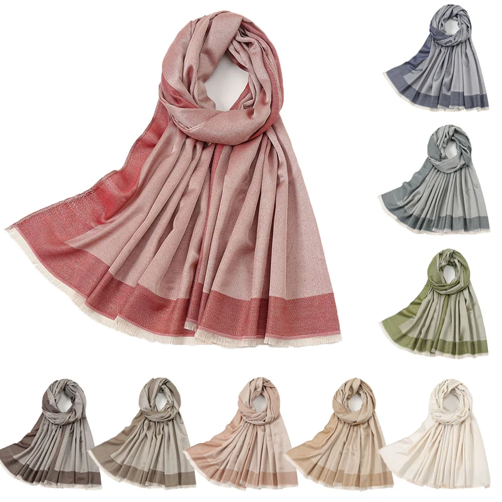 

New Shiny Glitter Muslim Women Hijab Cotton Tassel Long Scarf Shawls Islamic Arab Pashmina Scarves Turban Bandana Stole Headwrap
