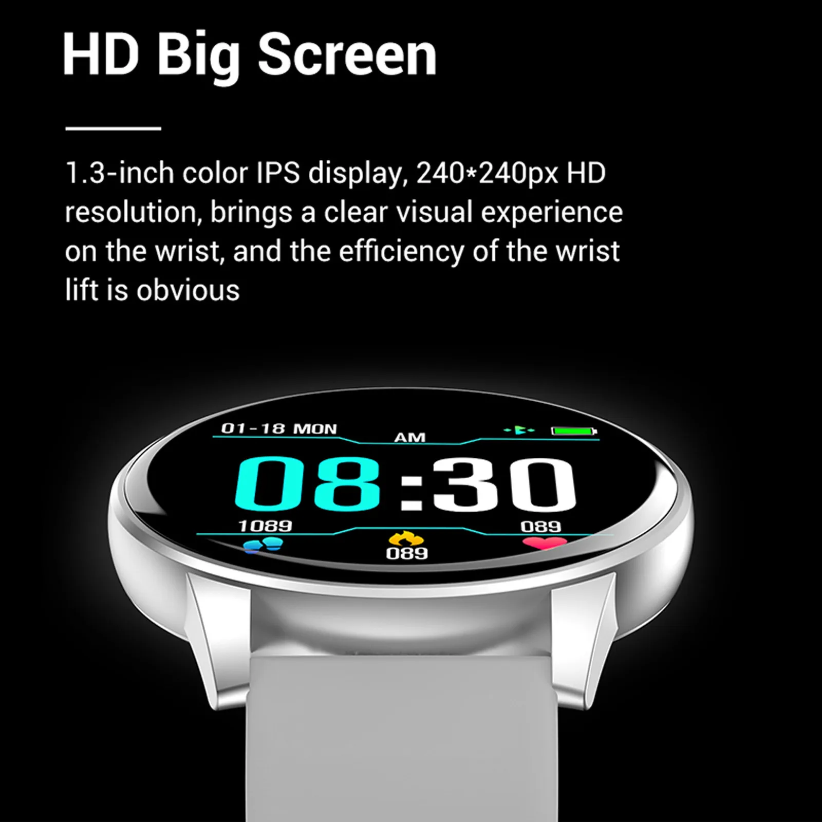 

Smart Watch BlueTooth 5.0 8 Sports Modes Sleep Management APP Rubber Wristbands for Men