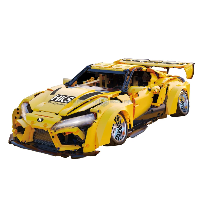 

The 1:10 Building Blocks Car 10221 76901 Yellow Supra Super Racing Model Bricks MOC Creative Car Toys for Kids Gifts