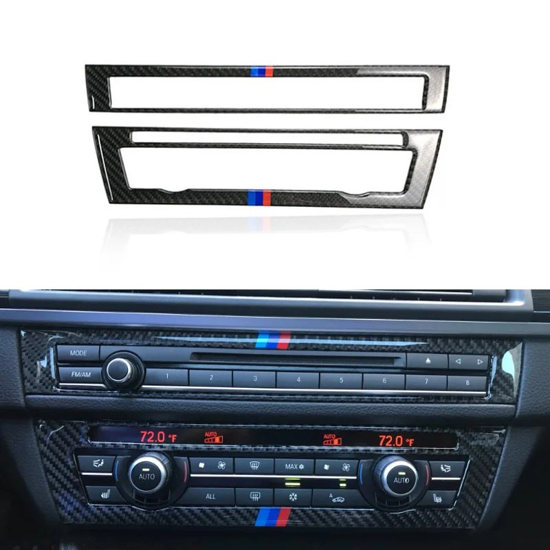 

For BMW 5 Series F10 2011 2012 2013 2014 2015 2016 2017 Carbon Fiber Car Front Center Air Conditioning CD Control Panel Cover