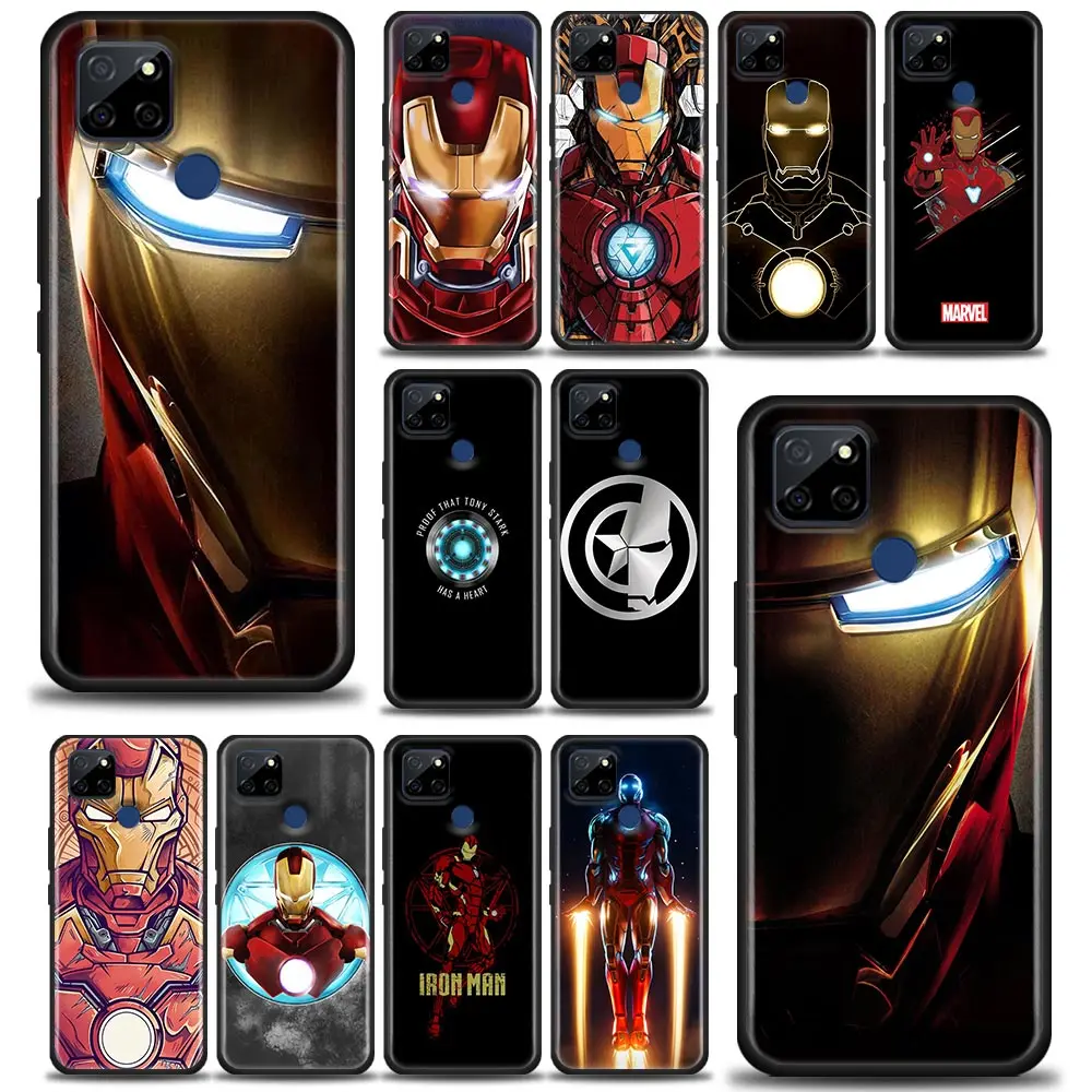 

Marvel The Avengers Heros Iron Man Phone Case For Realme 9 9I 8 8I 7 7I 6 5 C17 6S 5I 5S 6I Pro Narzo 4G 5G Black Cover Funda