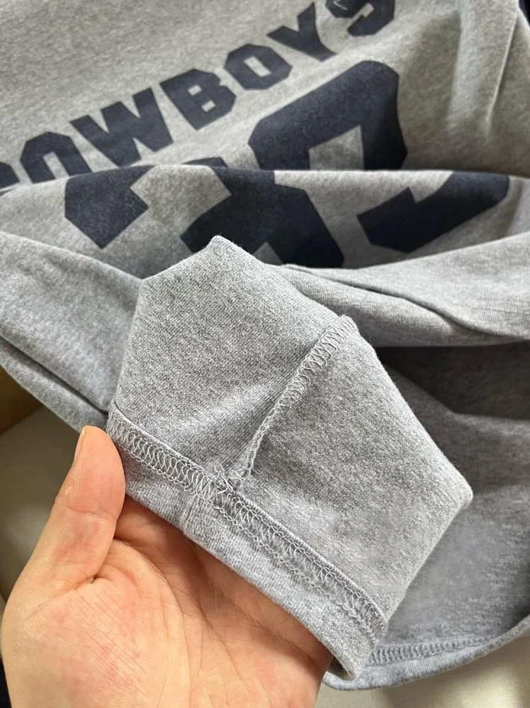 Футболка с длинными рукавами и принтом Cowboys 33 женская осенняя лоскутная