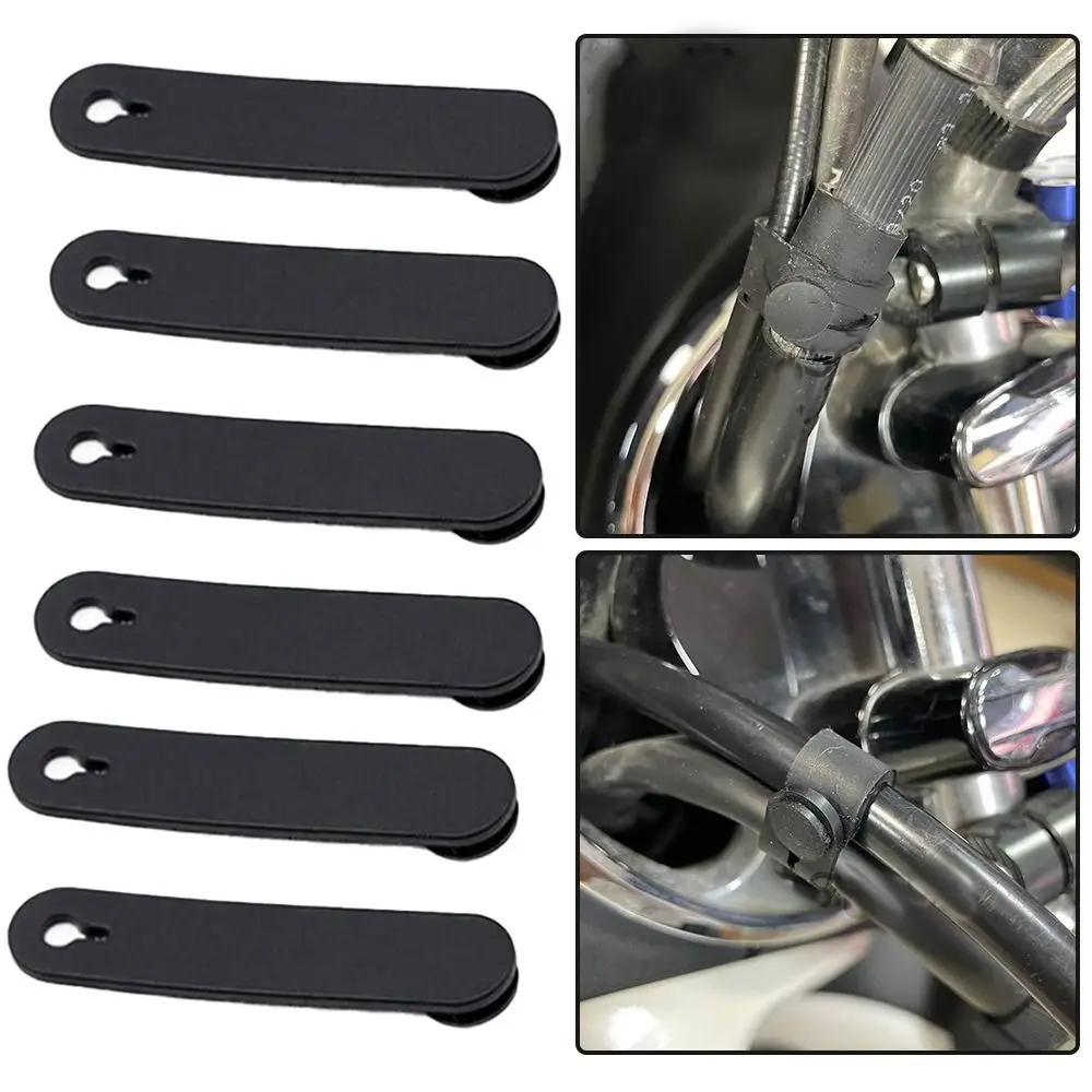 

6/12PCS Black Motorcycle Cable Securing Ties Rubber Fixing Tension Strap Wiring Harness Bands