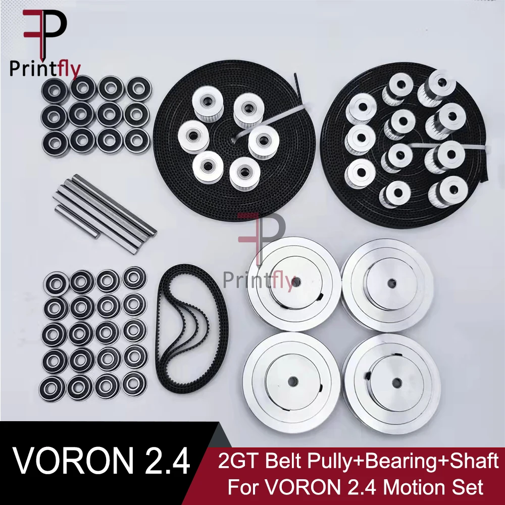 

VORON 2.4 Set GT2 LL-2GT RF Open Timing Belt 2GT 16T 80T 20T Tooth Pulley 188-2GT-RF Shaft Bearing 625 F695 2RS Motion Parts
