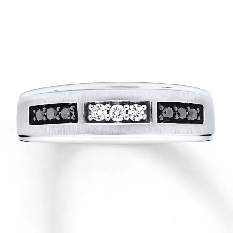

HESHI Men's Diamond Wedding Band White Ring