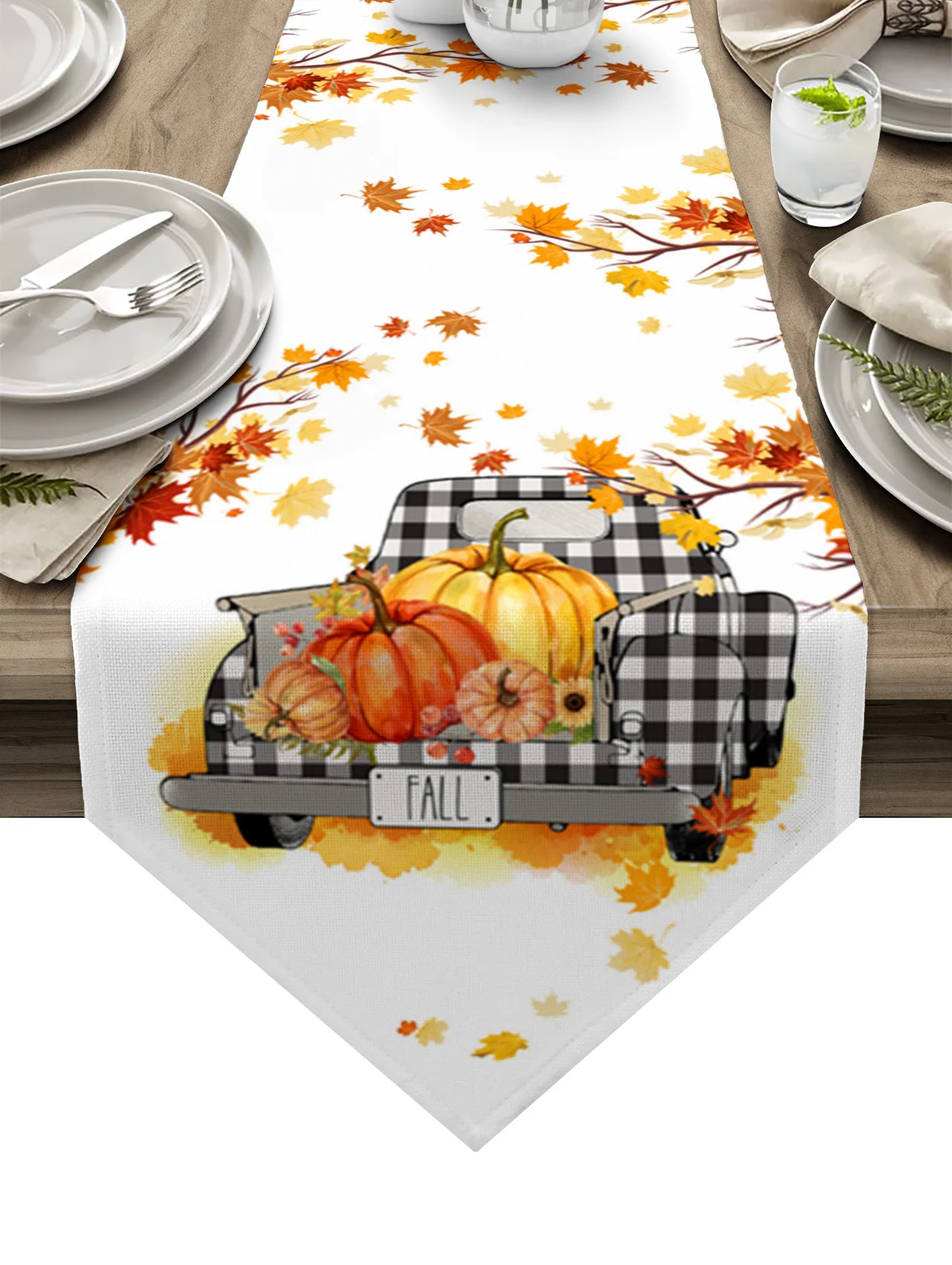 

Настольная дорожка на День Благодарения с изображением фермы грузовика тыквы, Деревенское свадебное украшение, скатерть для дома, отеля, ве...