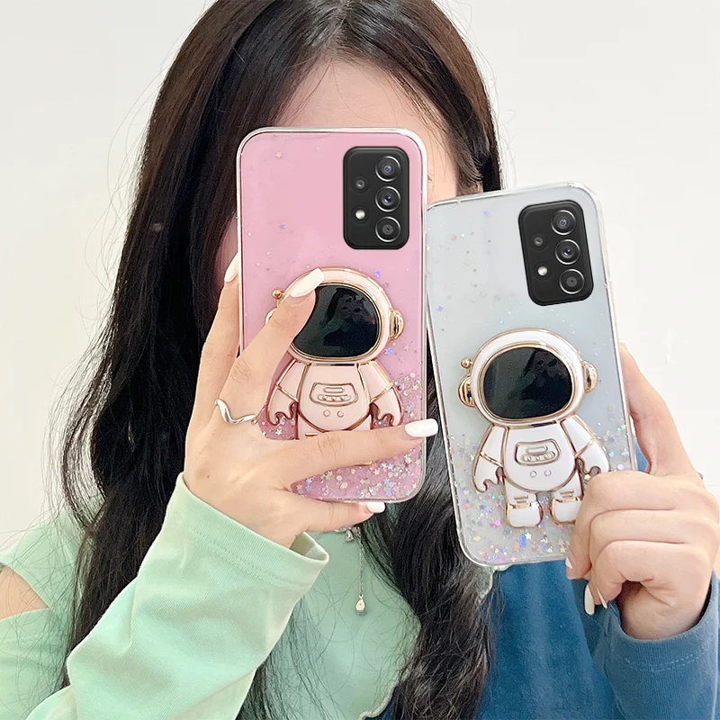 

Fashion Glitter Astronaut Case For Samsung Galaxy A13 A32 A23 A33 A53 A73 A11 A22 A52 A72 A50S A20S Crystal Holder Bling Cover