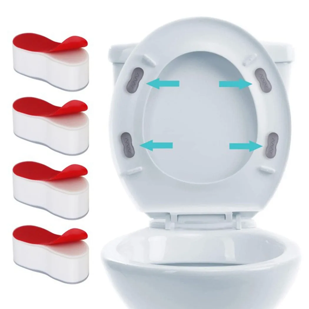 

4PCS Toilet Seat Bumper Protection Pad Bathroom Accessories Buffer Shockproof Replacement Bumpers Strong Adhesive Toilet Seat