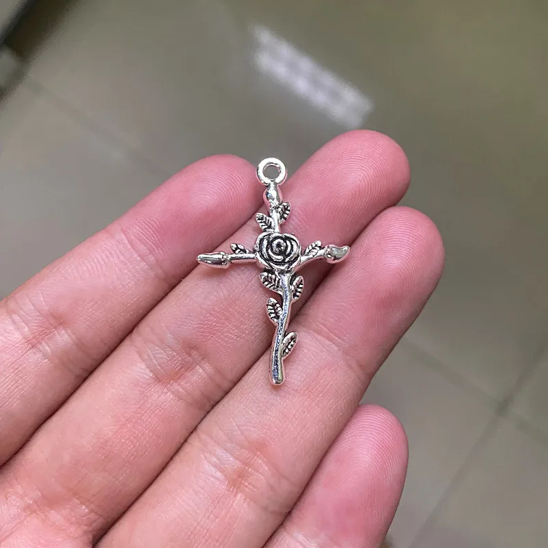 

6 шт. 35x23 мм очаровательный готический Цветок Крест для ювелирных изделий «сделай сам» ожерелье браслет брелок эстетические аксессуары мате...