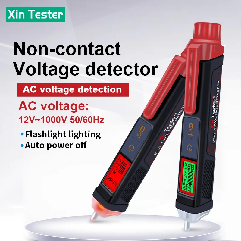 

Xin Tester Non-contact Alarm AC Voltage Detector Meter 12-1000V Smart Electric Sensor Indicator Pen LCD screen Tester XT103