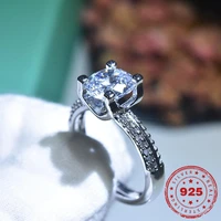 s925 sterling silver color ring natural moissanite bizuteria wedding gemstone silver 925 jewelry wedding open adjustable ring