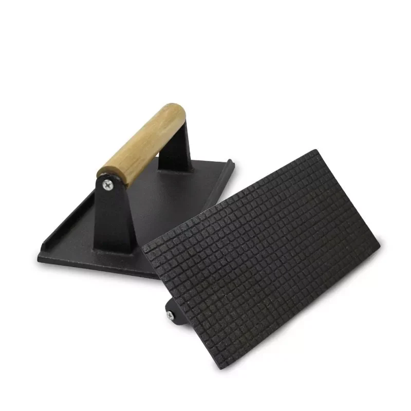 

1pc Cast Iron Grill Press Rectangle Cast Wood Handle Meat Steak Bacon Squid Grill Fried Sandwich BBQ Pressure Plate Cooking Tool
