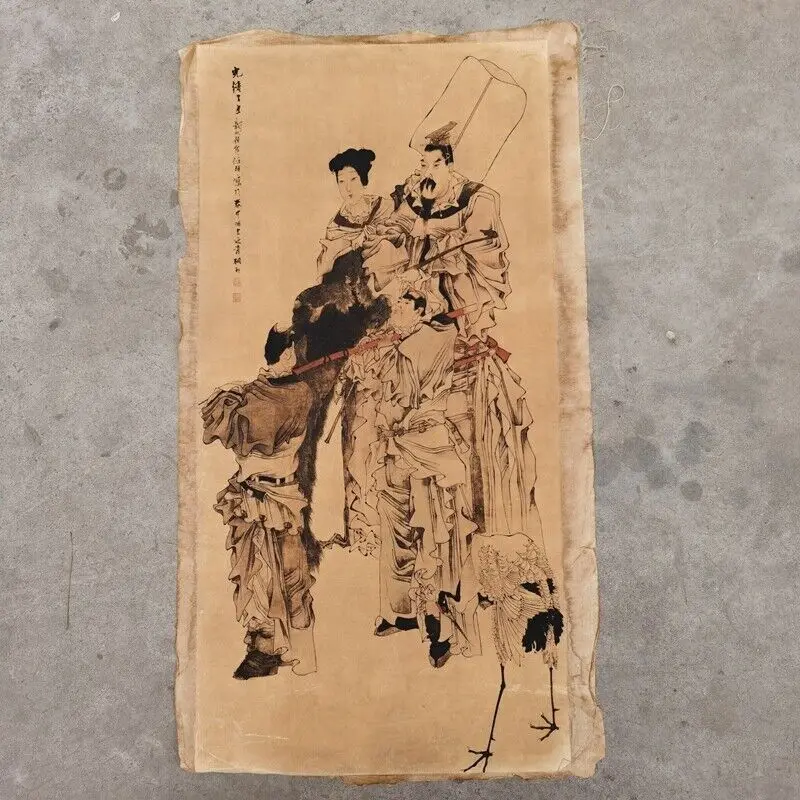 

Old Chinese calligraphy Scroll painting Hand Painted "Ren Bonian character"Slice