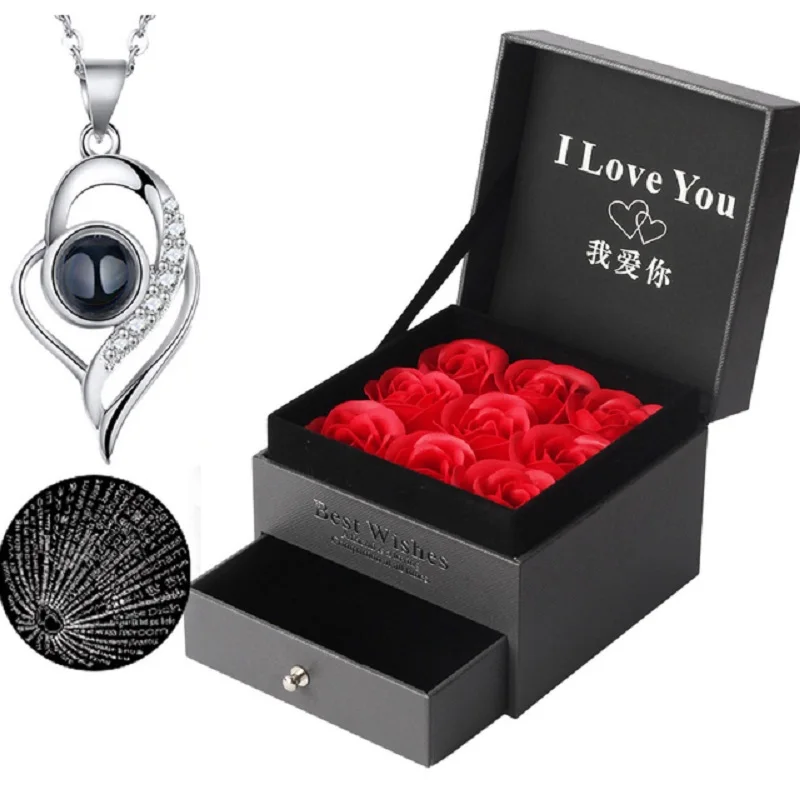 Шкатулка для ювелирных украшений вечная роза с 9 розовыми подвесками - купить по