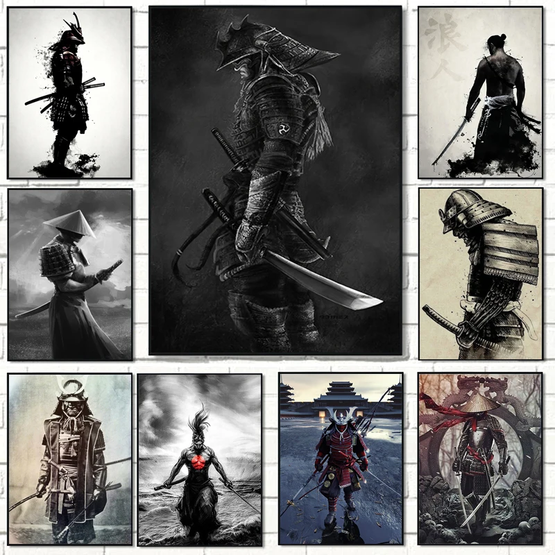 Картина на холсте самурая японский постер в скандинавском стиле модульная аниме