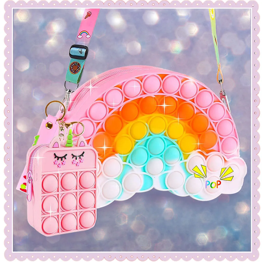 

Pops Bags Purses Fidget It Toys For Women Girl Kids Push Bubble Antistress Premium Wallet Crossbody Unicorn Children Kawaii Gift