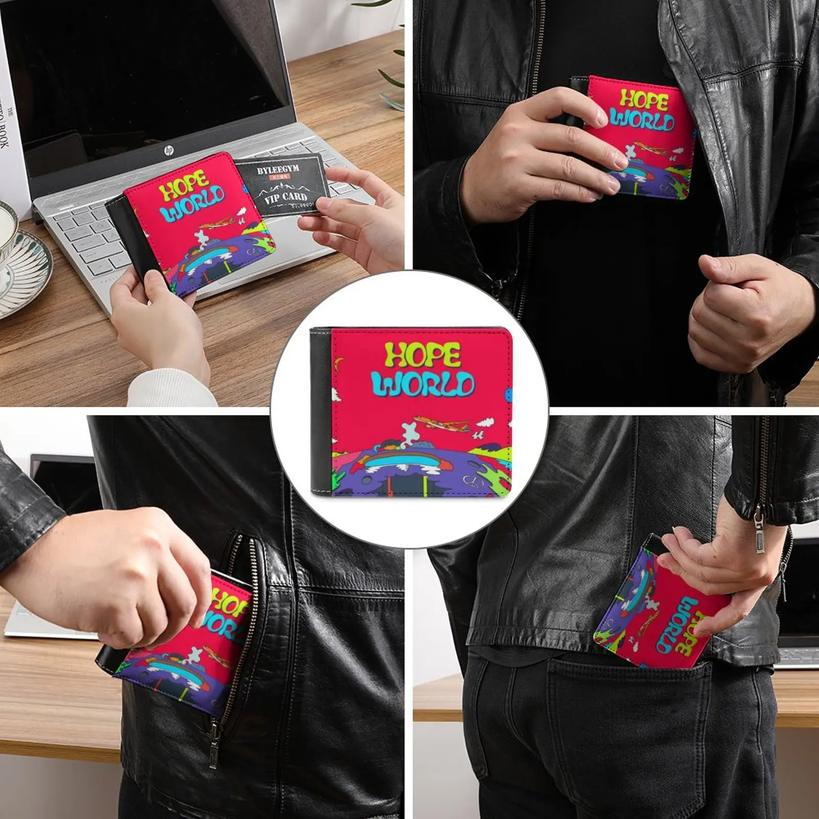 Фото Hope World Iphone Samsung Чехол Мужской Кошелек из искусственной кожи Короткие мужские кошельки Кошелек для кредитных карт для мужчин Сумка для денег Rm Jin Jimin J Hope №3