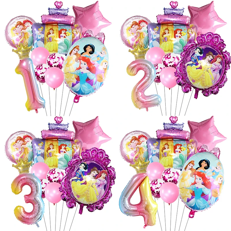 

Disney Princess Cinderella Belle Snow White Balloons Set Girl Birthday Party Decoration Cake Foil Balloons Baby Shower Gifts Toy