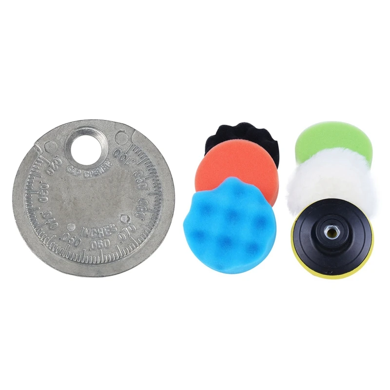 

6Pcs 3Inch Sponge Polishing Waxing Buffing Pads Kit & 1 Pcs Spark-Plug Space Gauge Tool 0.6-2.4Mm Range Spark-Plug Gauge