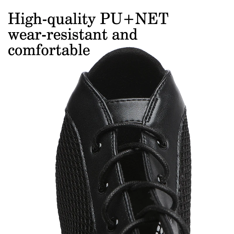 DKZSYIM Woman Dance Shoes Black Latin Dance Shoes Salsa Tango Ballroom Dancing Shoes Girls High Top Dance Boots Heels 6cm-9cm