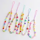 Разноцветный ремешок для телефона, ремешок с бусинами, жемчужный мягкий керамический ремешок, цепочки для сотовых телефонов для женщин 2021, модные аксессуары
