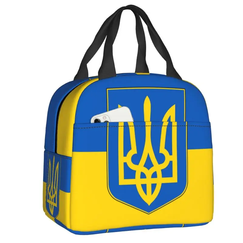 

Flag Of Ukraine Resuable Lunch Box Women Multifunction Patriotic Thermal Cooler Food Insulated Lunch Bag Office Work