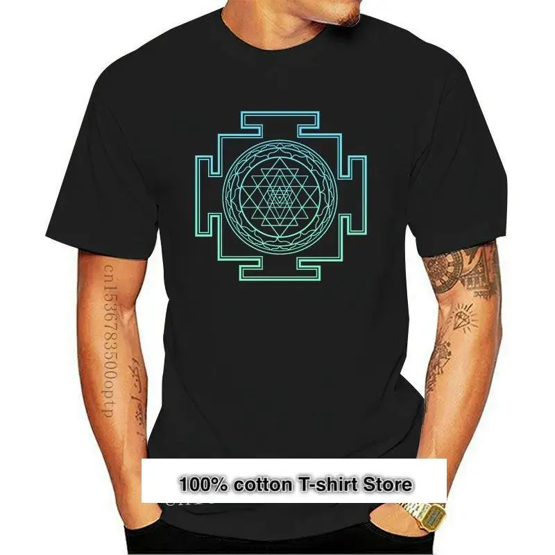 

Camiseta de algodón con cuello redondo para mujer, camisa de diseño geométrico sagrado, corte cómodo, estilo veraniego, novedad
