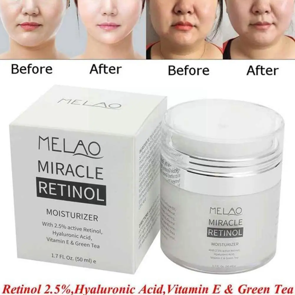

Melao 50g Retinol Moisturizer Cream Day Night 2.5% Wrinkles Cream Fine Hyaluronic Reduces Cream Retinol Face Acid Lines B7u3