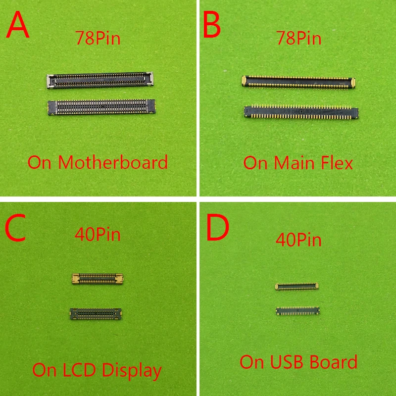 

10pcs Lcd Display Screen FPC Connector For Samsung Galaxy A70S A707F A70 A705F A80 A805 A90 A908 A40 USB Charger Port 78 40 Pin