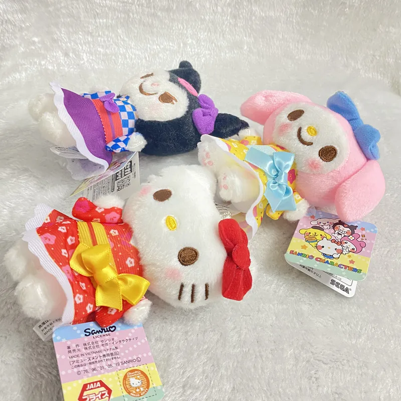 

Sanrio Plush Doll Kawaii Cartoon Kuromi Mylody Hello Kitty Kimono Version Anime Stuffed Animals Plush Bag Pendant Jewelry Toys
