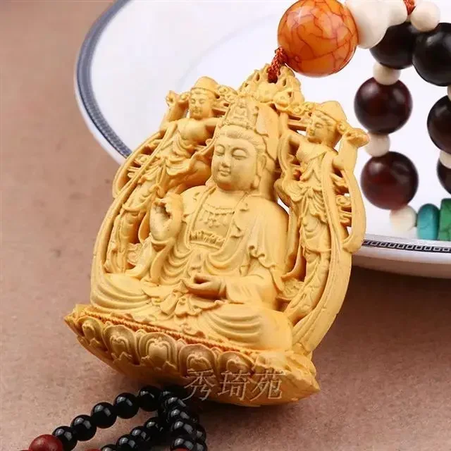 Автомобильный кулон Гуаньинь двусторонняя статуя Будды Tathagata Maitreya из бокса