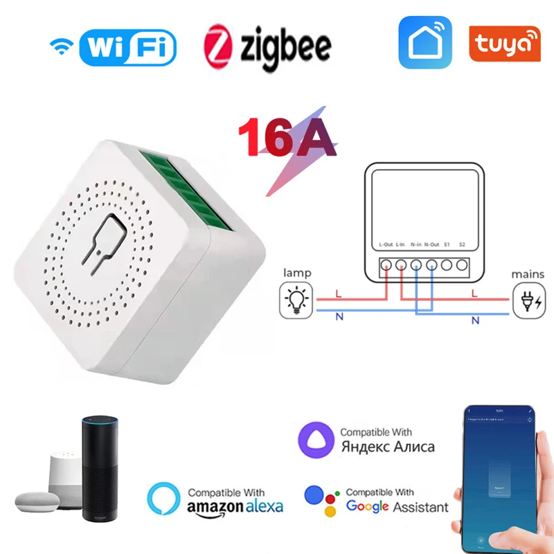 Панель дистанционного управления для системы «умный дом», Tuya, Wi-Fi, Zigbee, 16 А, функция «умный дом», поддержка голосового помощника Alexa, Google Home, Го...