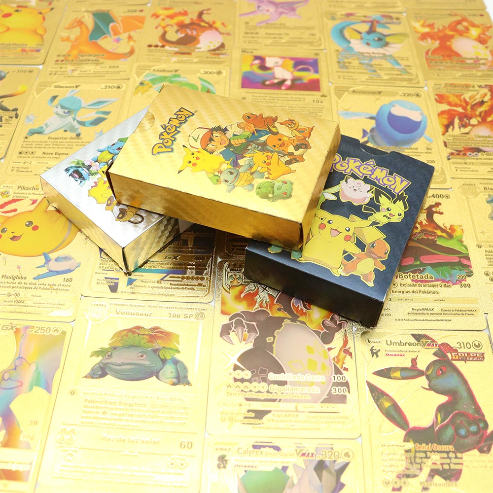 Карты Pokemon Metal Gold Vmax GX 27-54 шт./компл. энергетическая карта Charizard Pikachu редкая