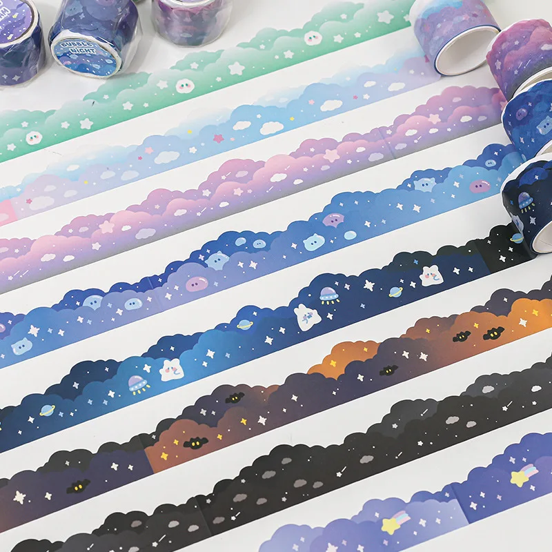 

Starry sky Amusement Park Series Masking Washi Tape Cute stars clouds Decorative Adhesive Tape Diy Scrapbooking Sticker Label