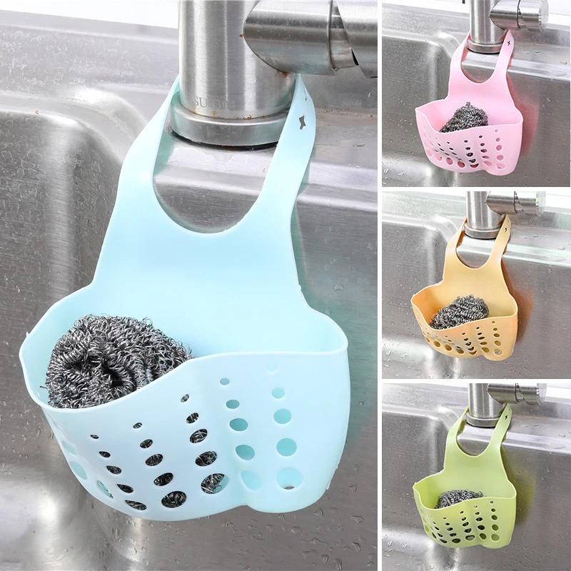 

Kitchen Shelf Faucet Sponge Drain Bag Soap Sponge Drain Rack Sink Shelf Dish Drainer Portable Hanging Basket Kitchen Accessory