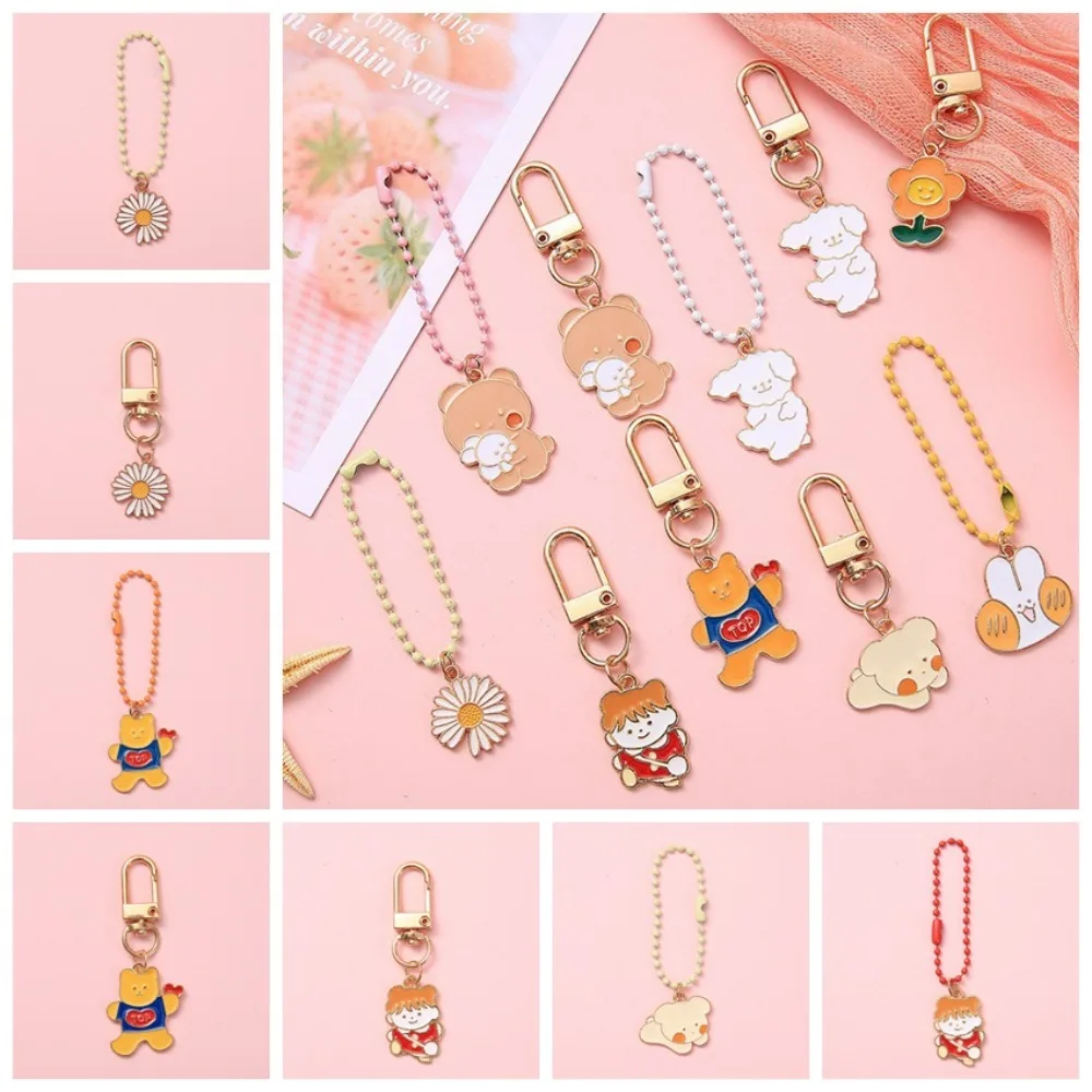 

Key Chain Cute Metal Keyring Clear Printing Pendant Hook Cartoon Bead Chain Handbag Hanging Accessories