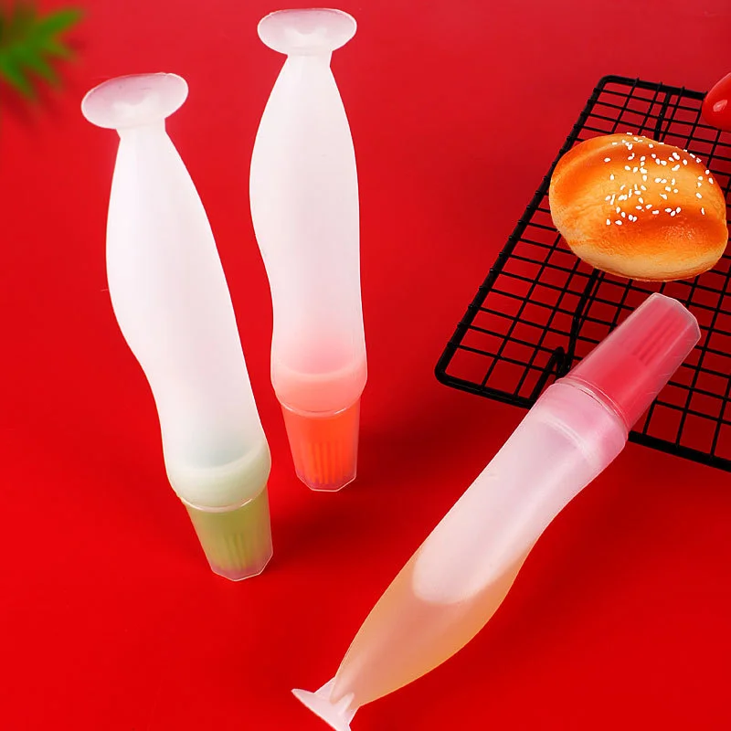 

1pc BBQ Utensils Silicone Oil Bottle with Brush and Suction Cup Portable Grill Sauce Bottle Basting Brush Liquid Oil Pastry Cake