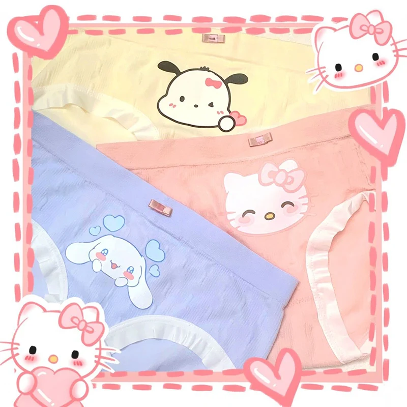 

Hello Kitty Sanrio Underpants Kawaii Cinnamoroll Cartoon Student Sweet Cute Antimicrobial Cotton Triangle Panties Girls Gifts
