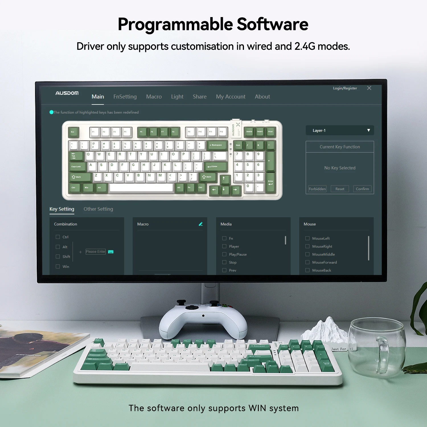 Механическая клавиатура AUSDOM 98Pro со звуком Маджонга трехрежимная с подсветкой и
