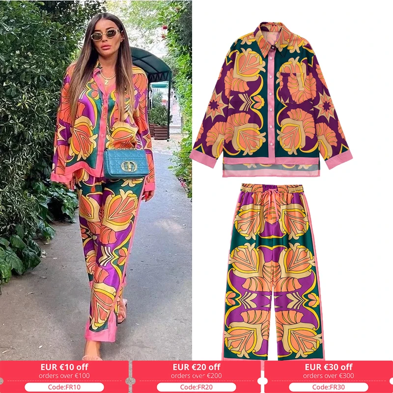 New Fashion Print Elegant Women's Suit 2022 New Elastic Waist Straight 2 Piece set Suit Casual Chic Youth Vacation Fashion Suit