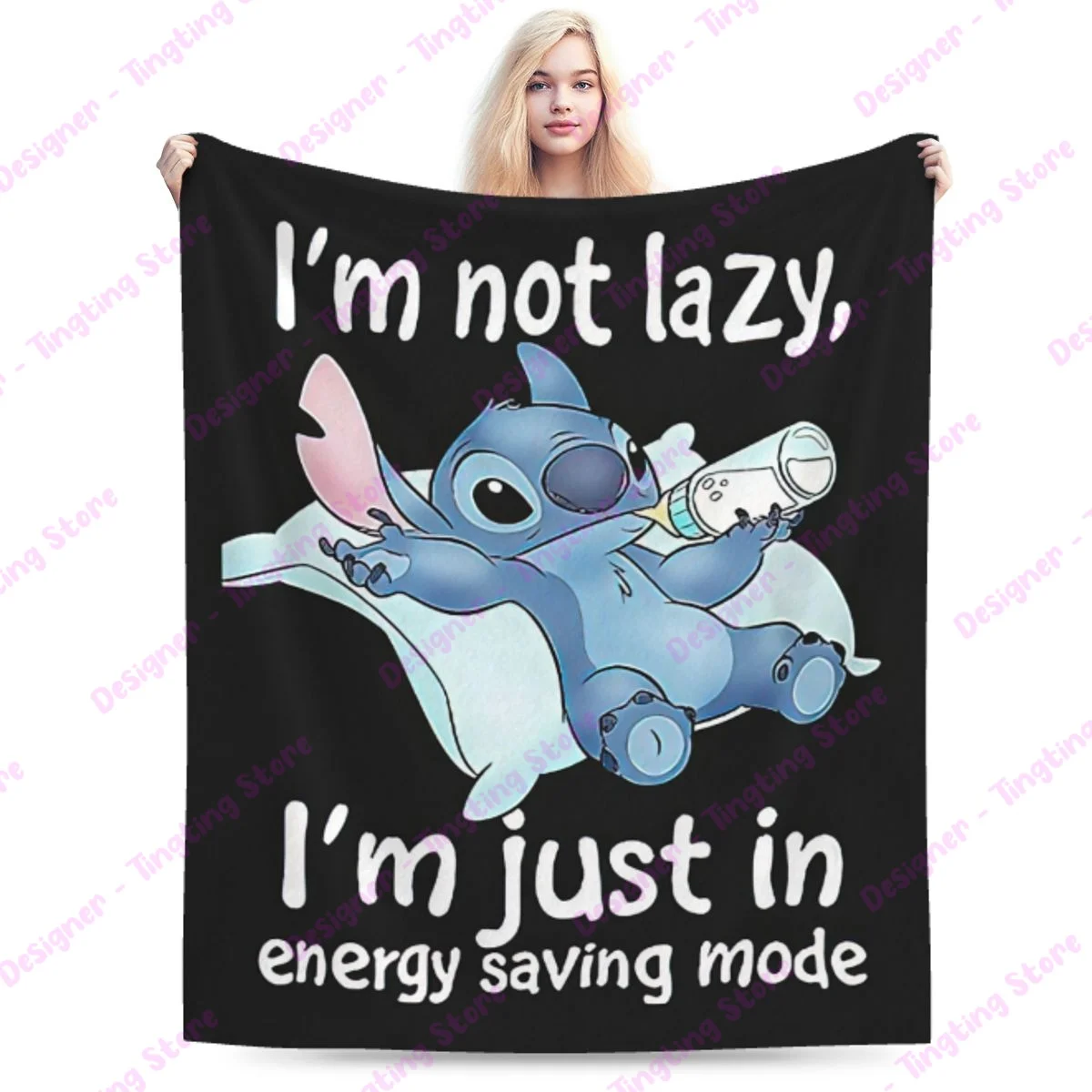 

Potdemiel Anime Stitch Blanket Cartoon monster Flannel Fluffy Fleece Throw blanket Children and adult Gift Sofa Travel Camping-2