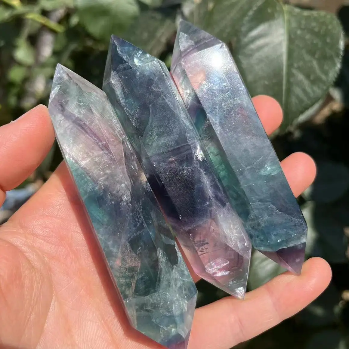 

Fluorite Crystal Tower double Point Natural Fluorite Quartz Crystal Wand Point Hexagonal Prism Healing Stone