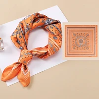 2022 new digital twill silk scarf female 53cm all match small square scarf small scarf headband tied bag scarf